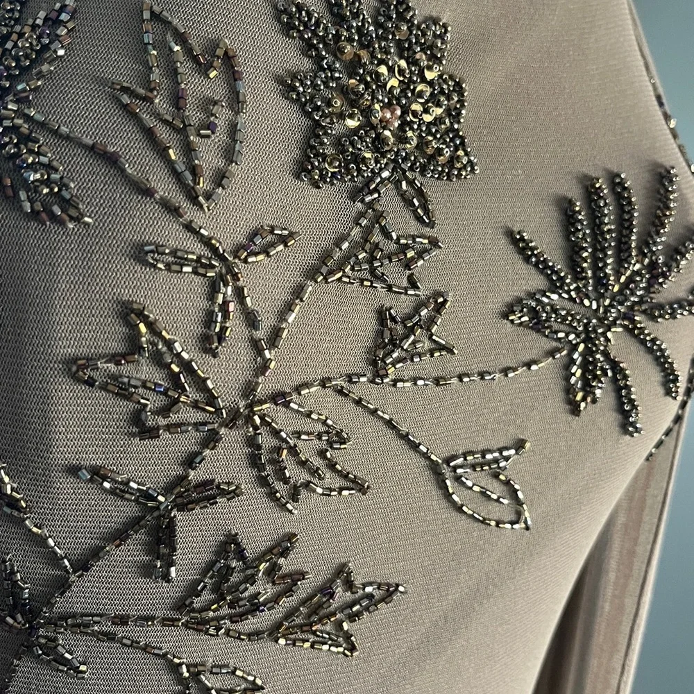 SUE WONG Vintage Nocturne Beaded Gown and scarf wrap - Picture 5 of 17